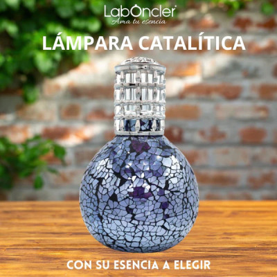 Lámpara Catalítica LILA 200ml + Esencia 200ml. Lámpara catalítica decorativa con esencia incluida para perfumar y purificar el h