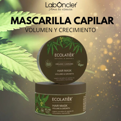 ECOLATIER Mascarilla Capilar Volumen y Crecimiento Cannabis Ecológico. Cuidado capilar ECOLATIER para un cabello más suave, fuer