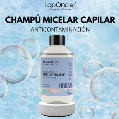 ECOLATIER Champú Micelar Antipolución para Todo Tipo de Cabello. Cuidado capilar ECOLATIER para un cabello más suave, fuerte y c