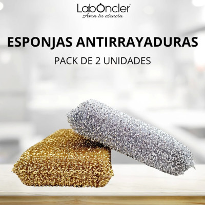 ESPONJA ANTIRRAYADURAS PACK 2 UDS. ORO Y PLATA para hogar. Compra online y mejora tu limpieza diaria. IVA incluido (21%).