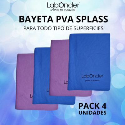 PACK 4 BAYETAS PVA SPLASS para hogar. Compra online y mejora tu limpieza diaria. IVA incluido (21%).