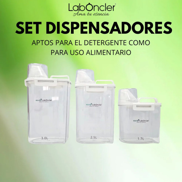 DISPENSADORES DE DETERGENCIA SET DE 3 UNIDADES