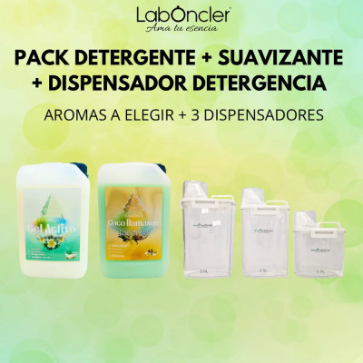 PACK DETERGENTE + SUAVIZANTE + DISPENSADOR DETERGENCIA. Compra online con IVA incluido.