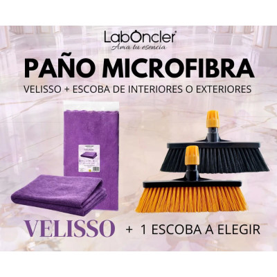 Paño Microfibra Velisso + Escoba INTERIORES O EXTERIORES A ELEGIR