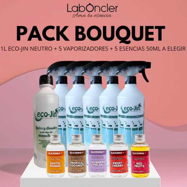 PACK BOUQUET (EJ NEUTRO 1L+5 DIFUSORES+5 ESENCIAS AROMATICAS A ELEGIR)